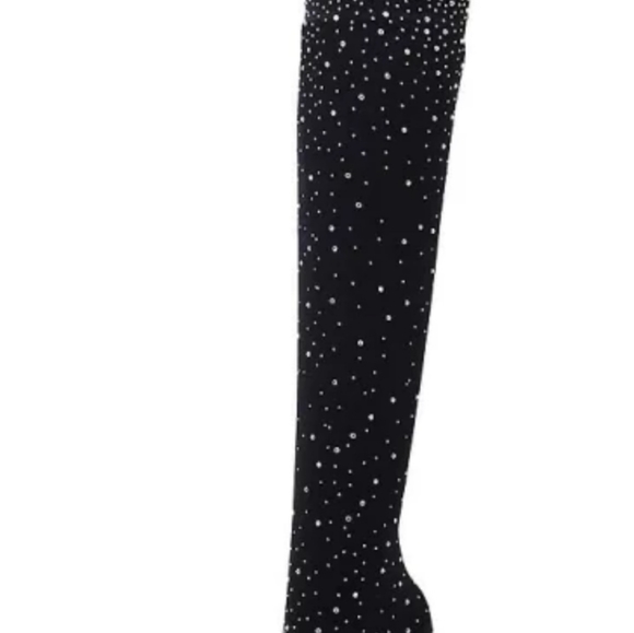 BLACK STOCKING HEEL/BOOTS WITH DIAMONDS SIZE 38 (KELOLA DS) BRAND - Picture 3 of 7